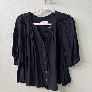 LOFT Black Textured Blouse
